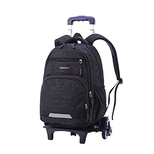 Rolling Backpack 6 Wheels Trolley Bag - Belegao Boys Girls Teens Trolley Bag Primary Schoolbag Waterproof Large Capacity Removable for Student Children School Traveling Hiking Daypack