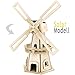Produktbild matches21 Holz Bausatz Windmühle mit Solarzelle 34-tlg. 8x12x21 cm Steckbausatz f. Kinder Holzbausatz