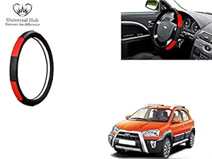 Universal Hub- Ring Type (Gold Black Red) Car Steering Wheel Cover for Etios Cross