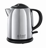 Russell Hobbs 20190-70 Chester - Hervidor compacto de acero inoxidable pulido, capacidad para 1 l, color plateado y negro