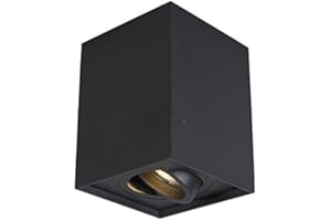 QAZQA Moderno Foco negro orientable - QUADRO 1 up Acero Cuadrada Adecuado para LED Max. 1 x 50 Watt