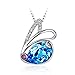 Produktbild SHATANQ Halskette S925 Silber öSterreichischen Kristall AnhäNger Luxus Roche Crystal Bunny Schmuck,Blau,925er Silber