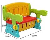 Clamaro ‚SwitchBench‘ 2in1 Kinder Sitztruhe mit Klapptisch oder Rückenlehe und geheimer Truhe, einfach die Sitzbank mit Lehne in eine Sitzbanktruhe mit Tisch umklappen, flexible Indoor und Outoor Kindersitzgruppe aus wetterfestem Kunststoff für den Garten oder im Kinderzimmer - 6