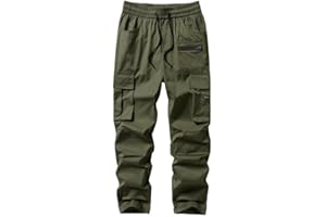 Elegancity Hombre Pantalon Cargo Color Sólido Chino Pantalones Jogger Cargo Pants Elastico Hombre con Varios Bolsillos XS-XXL