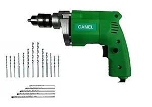 CAMEL BRAND 10 mm Drill Machine with 13 Pieces HSS Metal +5 PCS MASNORY Wall BIT Sets