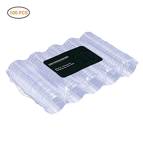 Preisvergleich Produktbild Surenhap Münzsammlung, 100 Pcs Transparent Spardose Sammler Münzkapseln Sammlermünzen Aufbewahrung- 27mm
