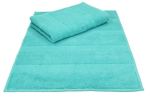 Betz 2er Pack Badvorleger Größe 50×68 cm 100% Baumwolle Badematte Badteppich Duschvorlage DELUXE Qualität 680 g/m² Farbe türkis - 2