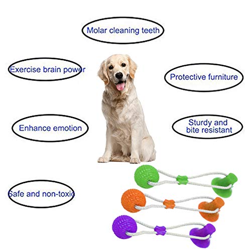 Delisouls-Chien-Jouet--Mcher-Multifonction-Animal-de-Compagnie-Molaire-Chien--Mordiller-Jouet-Sant-Efficace-Dents-Nettoyage-Rsistant-Coupe-Ventouse-Style-Chien-Jouet-Balle-pour-Chien