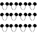 ♣ 12 Diademas: 23 x 18 cm, La diadema es de plástico y su acolchado y suave revestimiento, Las orejitas son de tela aterciopelada negra, para hacerla mas suave