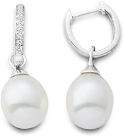 Miore - MG9105E - Boucles d'Oreilles Femme - Or blanc 375/1000 (9 carats) 1.07 gr - Diamant - Perle d'eau douce