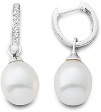 Miore - MG9105E - Boucles d'Oreilles Femme - Or blanc 375/1000 (9 carats) 1.07 gr - Diamant - Perle d'eau douce