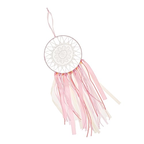 Böhmen Rosa Riibon Spitze Feder Traumfänger Hauptwanddekor Hängen