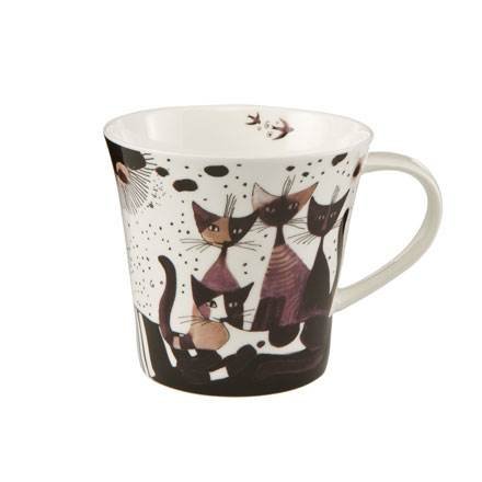Goebel Porzellan-Tasse, Rosina Wachtmeister, Matalda va a passeggio, Höhe: 9,5 cm, Weiß, Schwarz, Gold, 66860061