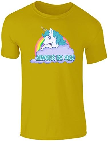 Unisex Mens Unicorn Always Be You Central Intelligence Rainbow T shirt UK Size S-XXL (Large) Yellow