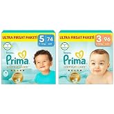 Prima Bebek Bezi Premium Care 5 Numara 74 Adet Ultra Fırsat Paketi ve Prima Bebek Bezi Premium Care 3 Numara 96 Adet Ultra Fı