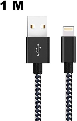 iPhone suntaiho Cable Nylon Fiber Lightning Cable to USB [Apple MFI Certified] tressé-chargeur Iphone with Connector Heavy Duty Aluminium Case for iPhone 4/7 Plus/SE/6S/6S Pro Plus/5/5 °C/5S, iPad Air, iPad Mini and Others – Black and White 1 M [New Version]