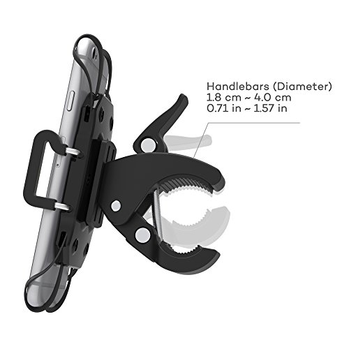 Porta Smartphone Bici TaoTronics Supporto Bici Smartphone, Supporto Cellulari per Dispositivi iOS & Android/GPS (Morsetto Antiscivolo, Rotazione a 360 Gradi, Grip in Gomma per 4 Angoli Bloccati)