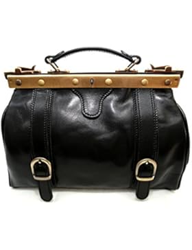 Bag Arzt Unisex, in Echt gegerbtes Leder Natürlich, Modena, Made in Italy, CREEO Schwarz