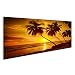 Produktbild Bild Bilder auf Leinwand Schöner Sonnenuntergang über dem Meer mit Blick auf Palmen am weißen Strand auf Einer Karibikinsel von Barbados Wandbild, Poster, Leinwandbild KKL