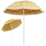 Festnight Parasol de Plage Parasol de Jardin Parasol d'extérieur Parasol pour Patio Balcon Naturel 240 cm Style hawaïen