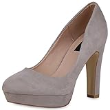 nike wildlederschuhe damen  SCARPE VITA Damen Plateau Pumps Party High Heels Wildleder-Optik Abendschuhe 162786 Grau Velours 40
