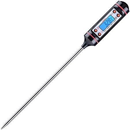 Meat Thermometer 5sec Instant Read Food Probe, Kitchen Thermometer, Digital Multi-Function Food Thermometer, Long Probe, Backlit LCD Screen, Auto On/Off, Best for Baking, Meat, BBQ, Chocolate, Candy