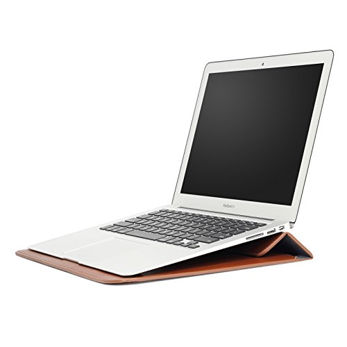 XGUO PU Ledertasche/ Hülle für MacBook Air 11 MacBook Retina 12 zoll mit Halter iPad Air/Air2 Samsung Galaxy T560 T550 iPad Pro 9.7 Sleeve Hülle Tasche mit Ständer Erhöhung Schutzhülle(11-12 Zoll, Brown) - 2