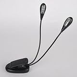 MagiDeal Flexible 2 Dual Arme Clip Auf 4 LED-Licht Klemmlampe Für Tisch Lampe Schwarz Buchlese - 2