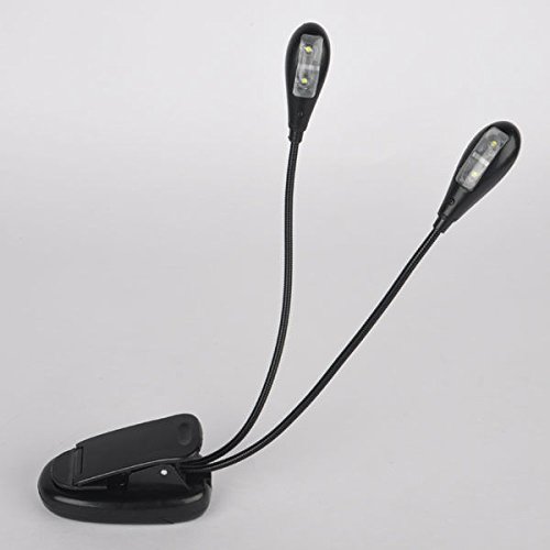 MagiDeal Flexible 2 Dual Arme Clip Auf 4 LED-Licht Klemmlampe Für Tisch Lampe Schwarz Buchlese - 2