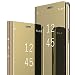 Produktbild Hülle kompatibel Galaxy Note 3, Hochwertiges Leder und Ultra dünn PC Handy Schutzhülle Luxus Spiegel Stoßfest Abdeckung Flip Handyhülle mit Ständer kompatibel Galaxy Note4 / Note5 (Gold, Galaxy Note4)