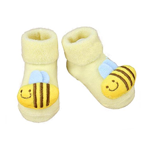 Kolylong Cute Cartoon Newborn Girl Boy Baby Winter Keeping Warm Socks 0-6 Months (Yellow)