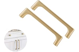 Tiradores Armarios, SYDARSYN 2pcs Tiradores de Cajón de Latón Cepillado, Tiradores de Aleación de Zinc de Estilo Europeo, con Tornillos (96mm)