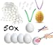 Produktbild TK Gruppe Timo Klingler XXL Osterset 50x Ostereier Eier Kunstoffeier 50x Set Ostern Aufhänger mit Bunten Bändchen, 50x Aufhänger Haken Hänger zum Aufhängen für Eier zum Färben zum Bemalen