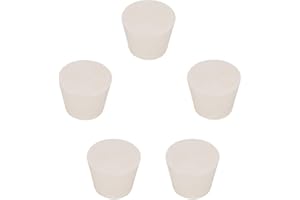 stonylab Tapones de Goma Sólida, 5-Paquete 8# - 32mm x 43mm x 31mm - Blanco Tapones de Sello de Lab, Adapta a Todos los Matraces Erlenmeyer de stonylab/Labasics