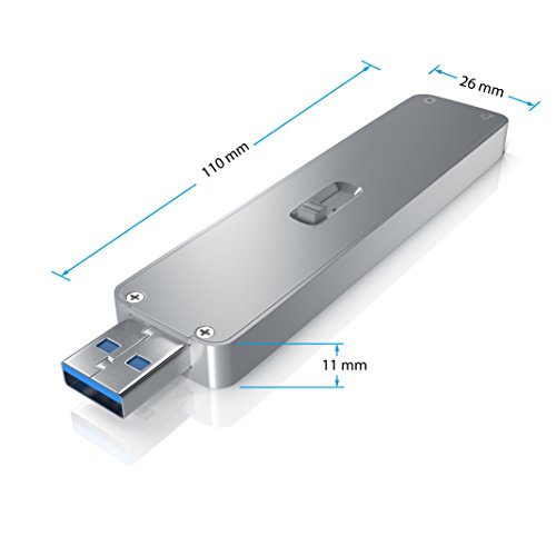 CSL – SSD Festplattengehäuse für M.2 Festplatten | mit Schiebemechanismus | USB 3.0 Case auf M2 Adapter (NGFF) | 1x M.2 Key B | m.2-Schnittstellen-Standard (NGFF) | Module: 2230 / 2242 / 2260 / 2280 | UASP-Unterstützung - 2