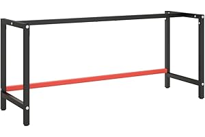 ‎VIDAXL vidaXL Rama do stołu roboczego, czerwono-czarna, 180x57x79 cm, metal