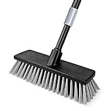Cabeza de escoba para trabajo pesado con cerdas duras y resistentes, no se deforma ni se deshace. Adecuado para varios tipos de pisos, como pisos de baldosas, mármol, piedra y madera en el baño de su hogar / cocina / patio / garaje / terraza.