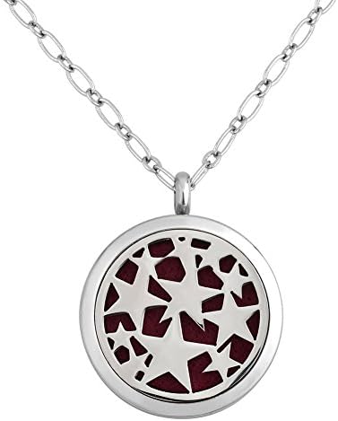 Uniqueen Aromatherapy Essential Oil Diffuser Living Memory Necklace Stainless Steel Locket Pendant with Chain