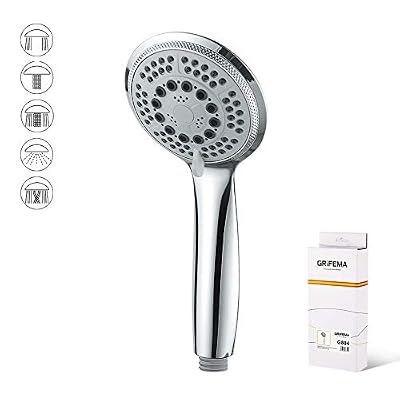 GRIFEMA COMPLENTO-G804 Douchette à Main 5 jets pour Salle de Bain, Moyen Pommeau de Douche (G1/2 pouces, 100mm), Chrome