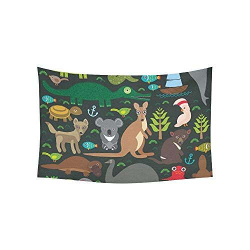 JSXMNA Tapestry Animals Australia Echidna Platypus Ostrich Emu Tapestries Wall Hanging Flower Psychedelic Tapestry Wall Hanging Indian Dorm Decor For Living Room Bedroom 60 X 40 Inch