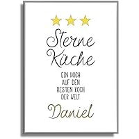 Personalisiertes Kunstdruck Wandbild DREI STERNE KÜCHE / Ein Hoch auf den besten Koch der Welt schönes Fine Art Deko Bild für die Küche