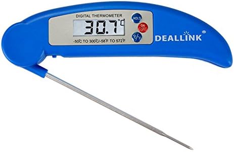 Meat Thermometer / Deallink Portable Digital Instant Read Food Thermometer with Collapsible Stainless Probe / For BBQ, Kitchen Cooking, Poultry, Coffee, Milk / Blue
