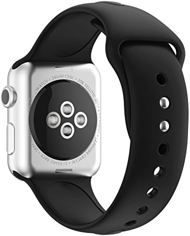 Huanlong 42mm New Soft Silicone Sport Style Replacement Iwatch Strap Band for Apple Wrist Watch series 1/2/3 (38MM S/M, Black)