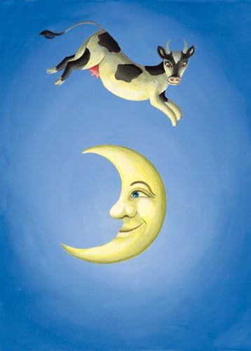 Cow and the Moon - Cute Children's/Kid's Nursery Rhyme Birthday Greeting Card