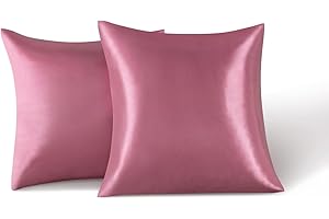 FARFALLAROSSA Lot de 2 Taies Oreiller en Satin 65 x 65 cm, Oreiller Satin Rose foncé, Satinées Housse d'oreiller Doux Prend Soin de Votre Peau et Antichute de Cheveux