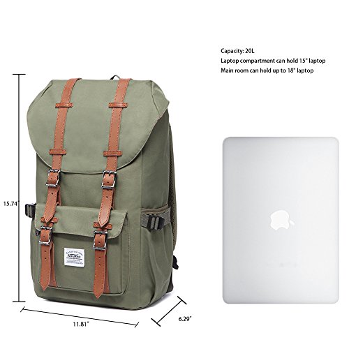Rucksack Damen Herren Studenten Backpack KAUKKO 17 Zoll Laptop Rucksack für 15″ Notebook Lässiger Daypacks Schüler Backpacks Schultaschen of 2 Side Pockets für Wandern Reisen Camping - 2