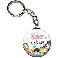 Super ATSEM Porte clés chaînette 38mm ( Idée Cadeau Fin d'année Scolaire École Noël Remerciement )