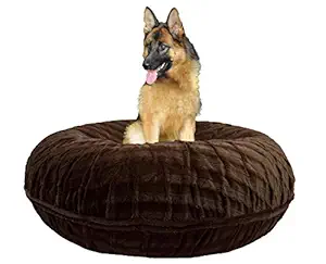 Bessie and Barnie Signature Godiva Brown Extra Plush Faux Fur Bagel Pet/Dog Bed (Multiple Sizes)