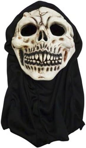 Angies Unisex Latex Clown Latex Skull Mask w/Hood &amp; Bat Mask Halloween Fancy Accessory (Latex Skull Mask w/Hood)