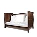 NEW BEAUTIFUL PINE WOOD WALNUT COLOUR SLEIGH BABY COT BED / JUNIOR BED 3 in 1 + SUPERIOR QUALITY HIGH DENSITY FOAM (CMHR28) SAFETY MATTRESS 4'' - 10cm THICK 140/70/10cm